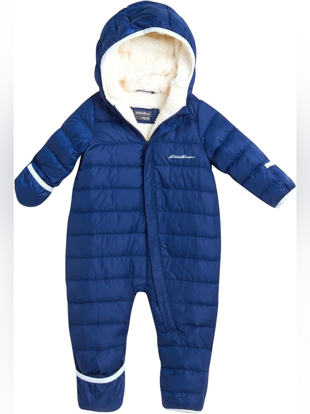 Eddie Bauer Navy Puffer Baby One-Piece Down Snowsuit with Hood